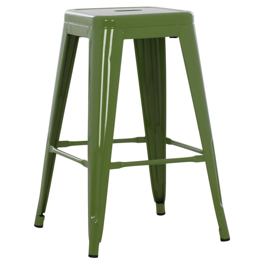 ΣΚΑΜΠΟ ΜΕΣΑΙΟΥ ΥΨΟΥΣ ΜΕΤΑΛΛΙΚΟ HM8573.13 MELITA ΣΕ LIGHT OLIVE GREEN 43x43x67Yεκ. image 1