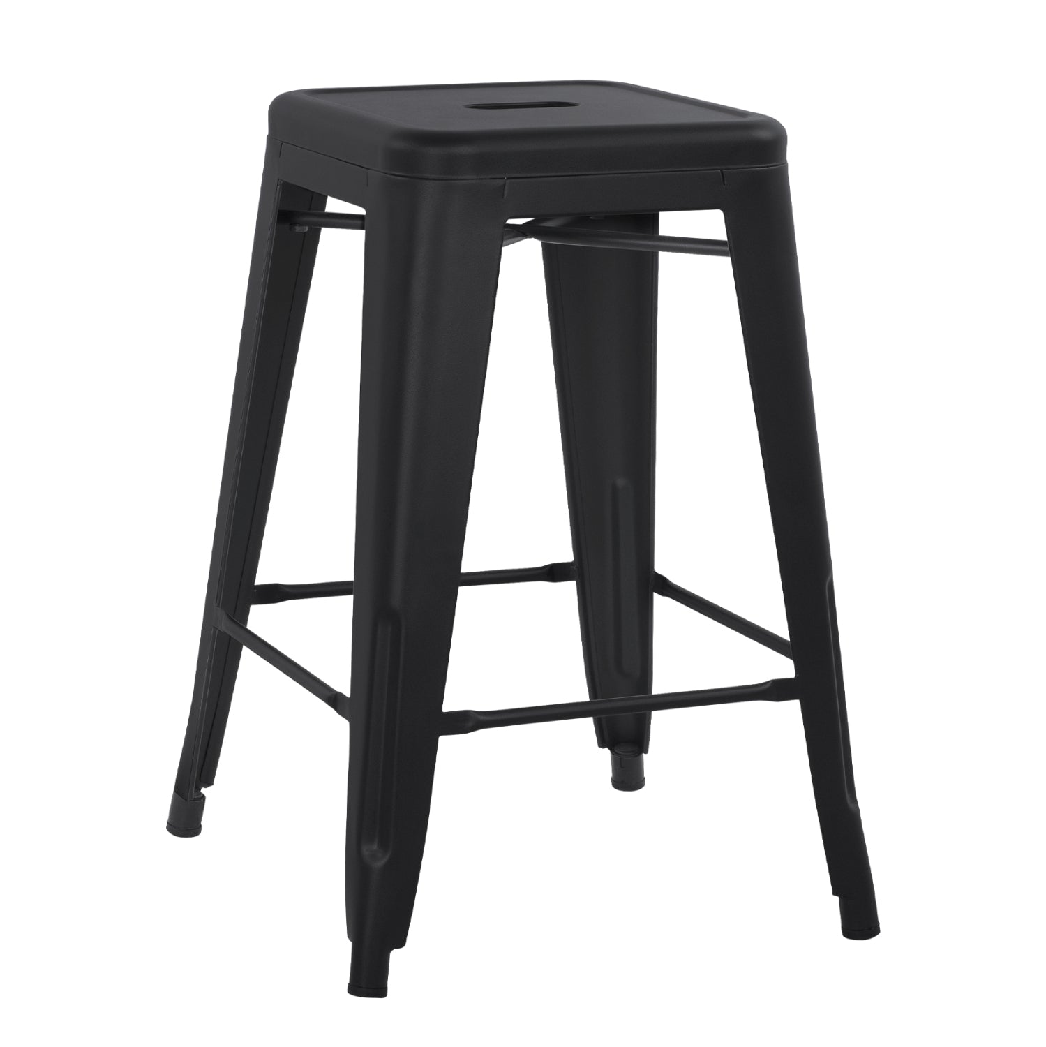 BAR STOOL MEDIUM HEIGHT MELITA-PRO HM8573.42 METAL IN MATTE BLACK 43x43x67Hcm. image 1