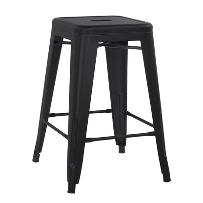 BAR STOOL MEDIUM HEIGHT MELITA-PRO HM8573.42 METAL IN MATTE BLACK 43x43x67Hcm. image 1