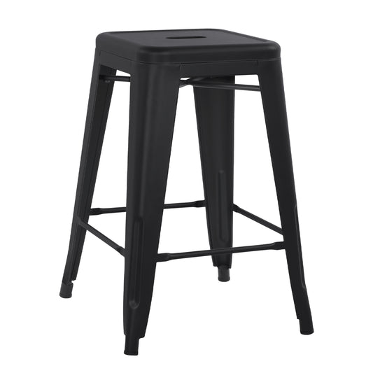 BAR STOOL MEDIUM HEIGHT MELITA-PRO HM8573.42 METAL IN MATTE BLACK 43x43x67Hcm. image 1