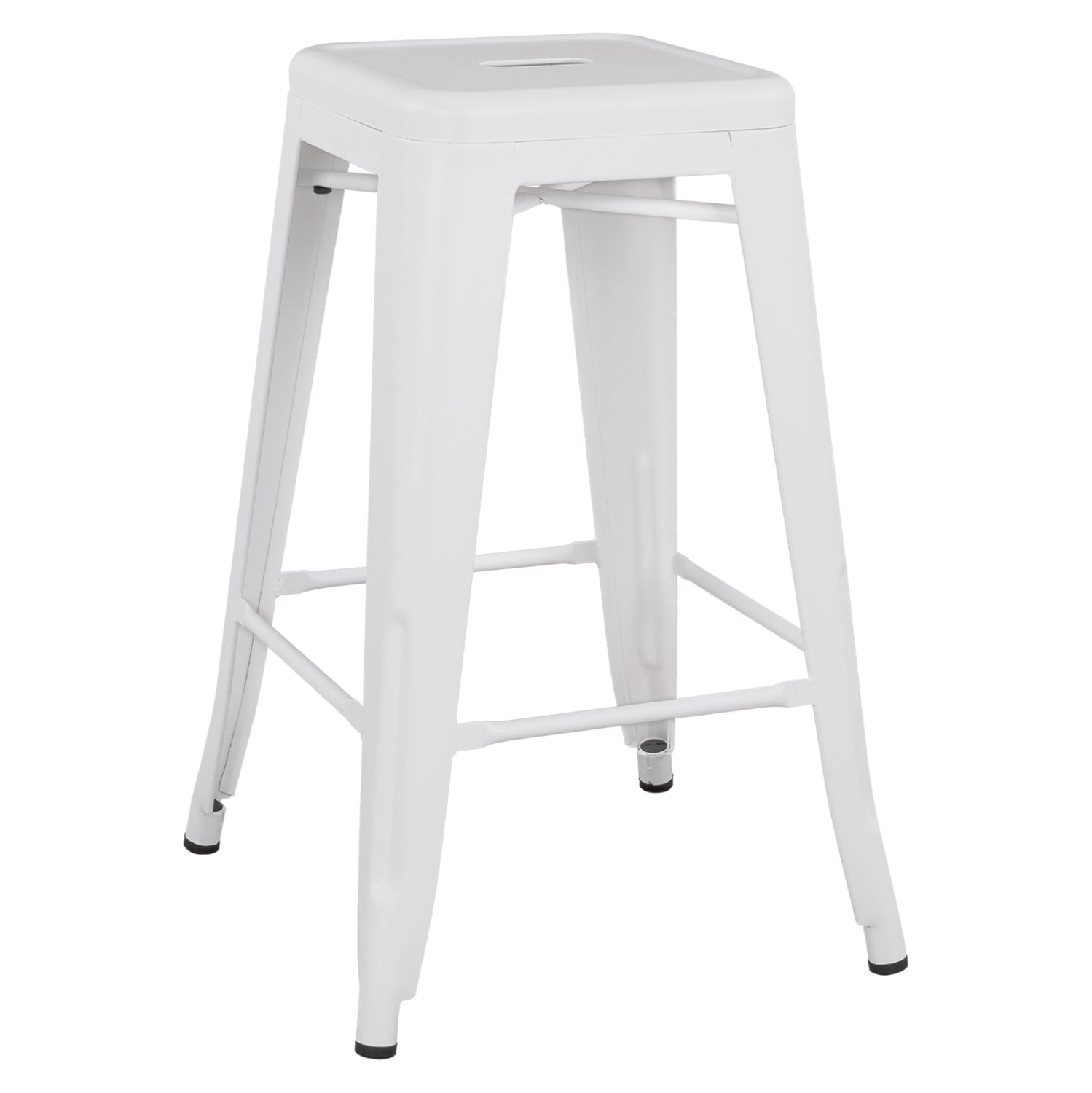 BAR STOOL MEDIUM HEIGHT MELITA-PRO HM8573.41 METAL IN MATTE WHITE 43x43x67Hcm. image 1
