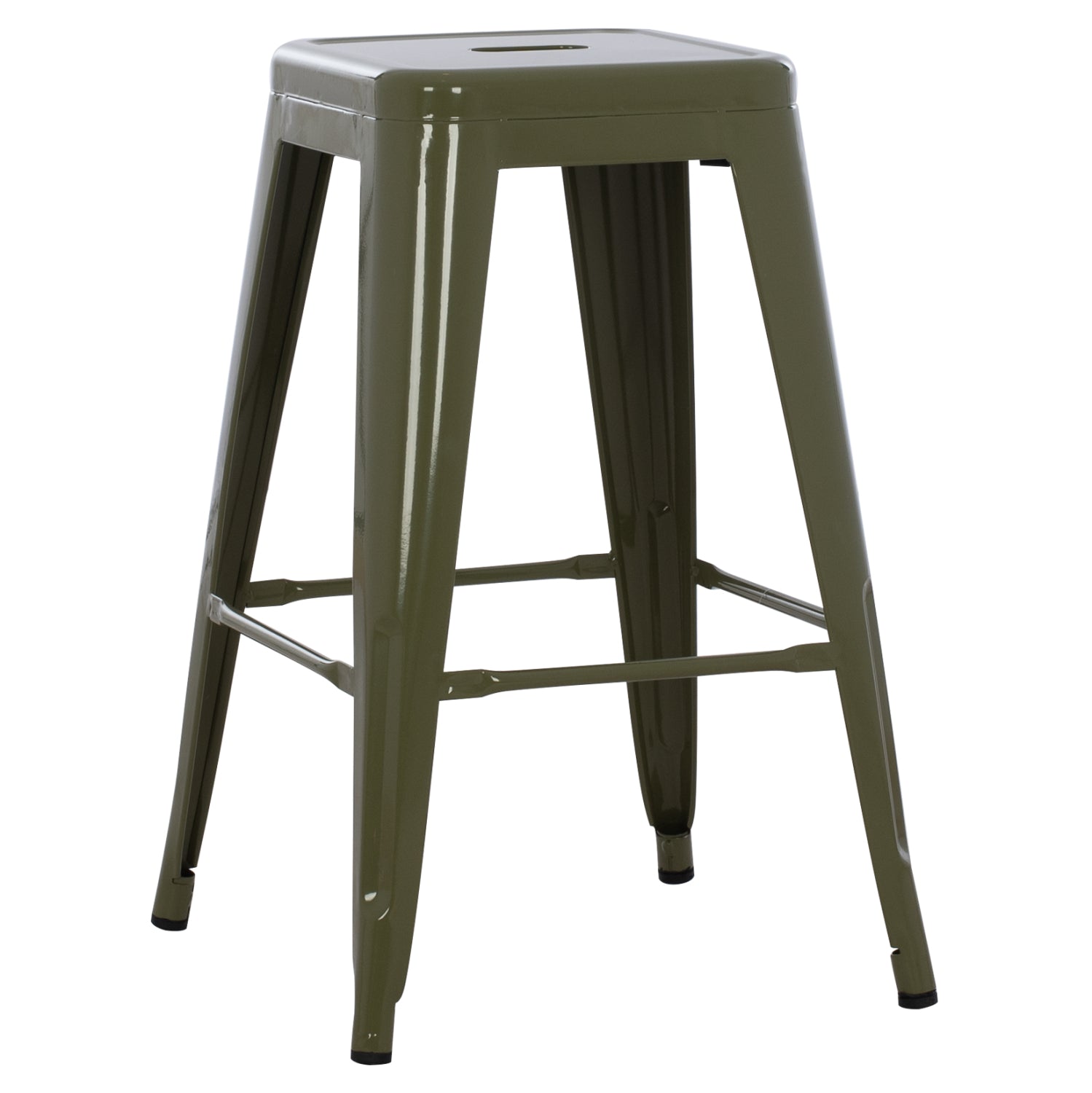 BAR STOOL MEDIUM HEIGHT MELITA-PRO HM8573.43 METAL IN DARK OLIVE GREEN 43x43x67Hcm. image 1