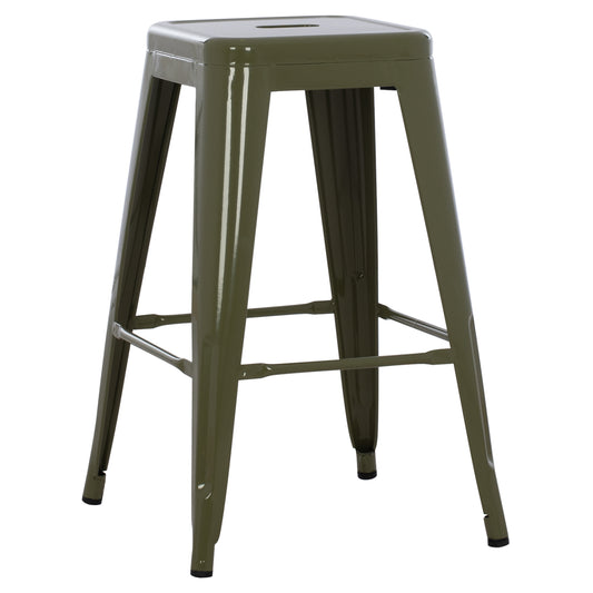 BAR STOOL MEDIUM HEIGHT MELITA-PRO HM8573.43 METAL IN DARK OLIVE GREEN 43x43x67Hcm. image 1