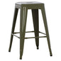 BAR STOOL MEDIUM HEIGHT MELITA-PRO HM8573.43 METAL IN DARK OLIVE GREEN 43x43x67Hcm. image 1