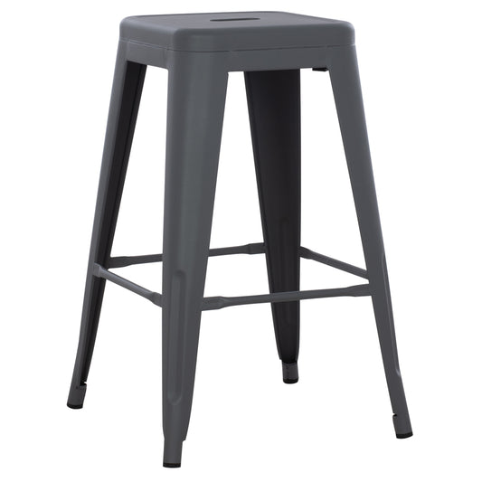 BAR STOOL MEDIUM HEIGHT MELITA-PRO HM8573.50 METAL IN GREY 43x43x67Hcm. image 1