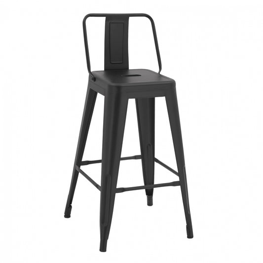 Bar Stool middle height Metalic with back in black matte HM8574.3242x42x89,5cm image 1