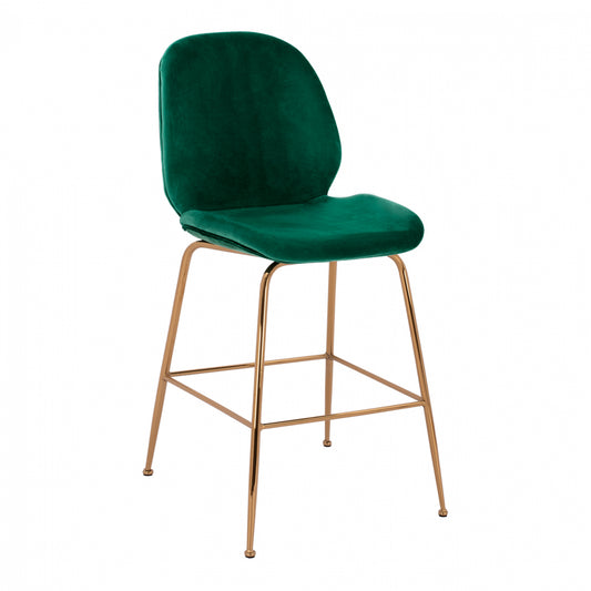 Bar Stool Middle Height Nora HM8524.03 Velvet Cyppress Green & Gold  metallic Frame 52x61,5x103 cm. image 1