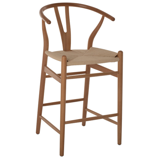 BAR STOOL BRAVE BEECH WOOD NATURAL WISHBONE BACK HM9405.01 48x53x100Hcm. image 1