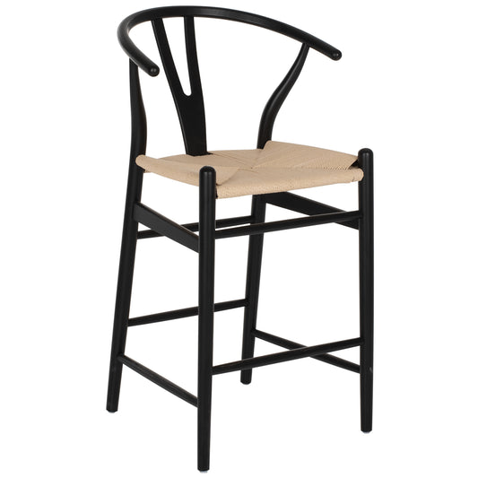 BAR STOOL BRAVE WITH WISHBONE BACK BEECH WOOD BLACK HM9405.02 48x53x100H cm. image 1