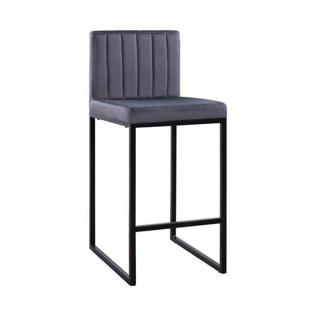 Bar Stool Piper Velvet Grey & Black Metallic Frame HM8525.01 40x49x96 cm image 1