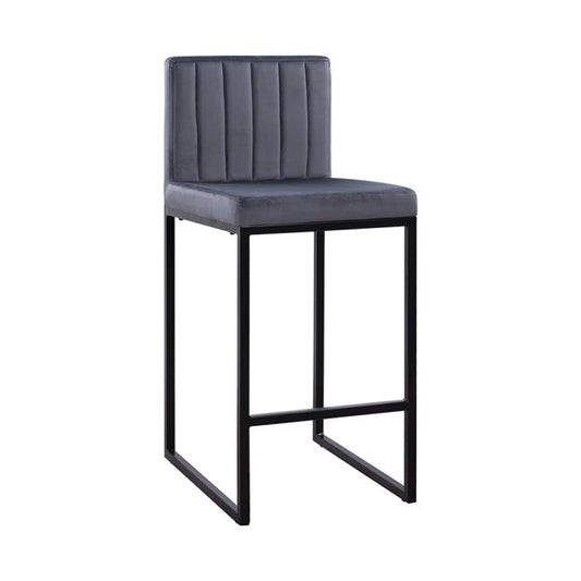 Bar Stool Piper Velvet Grey & Black Metallic Frame HM8525.01 40x49x96 cm image 1