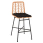 BAR STOOL MED.HEIGHT GERALD HM5707.11 METAL&CUSHION IN BLACK-WICKER IN BEIGE 47x47x101Hcm. image 1