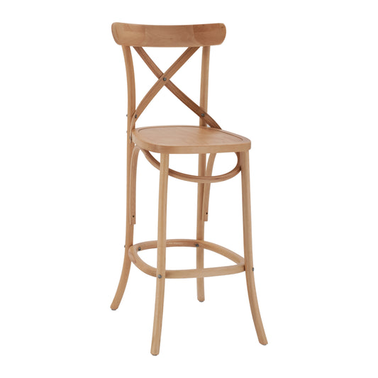 MEDIUM HEIGHT BAR STOOL GIOLIANA HM8750.15 BEECH WOOD IN DARK HONEY-PLYWOOD SEAT 46x46x101Hcm. image 1