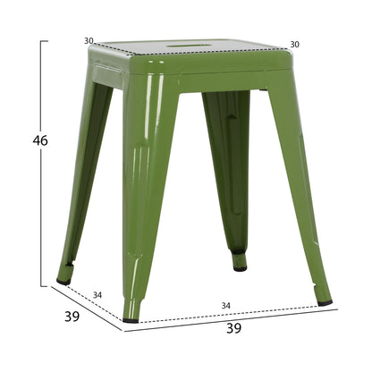 STOOL MELITA HM0096.53 METAL IN LIGHT OLIVE GREEN COLOR 37x37x45Hcm.