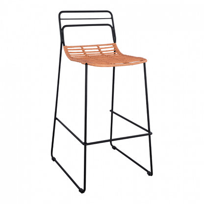 Metallic Stool Allegra HM5642 with Wicker in Beige color 48x53x100 cm image 1
