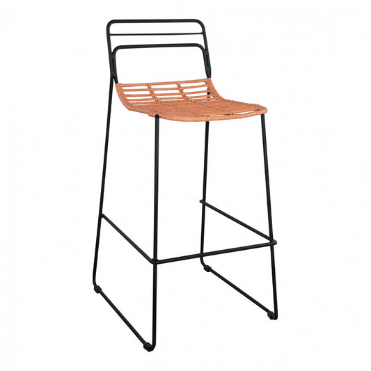 Metallic Stool Allegra HM5642 with Wicker in Beige color 48x53x100 cm image 1
