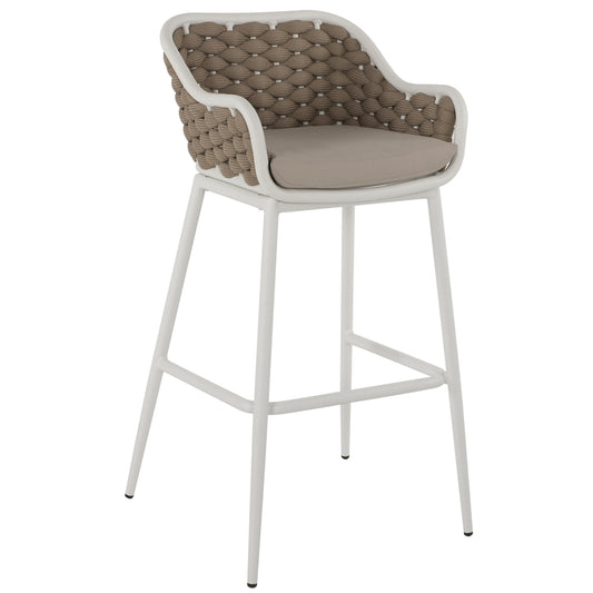 STOOL ALUMINUM WHITE WITH BEIGE ROPE 50x51x103Hcm.HM5862.02 image 1