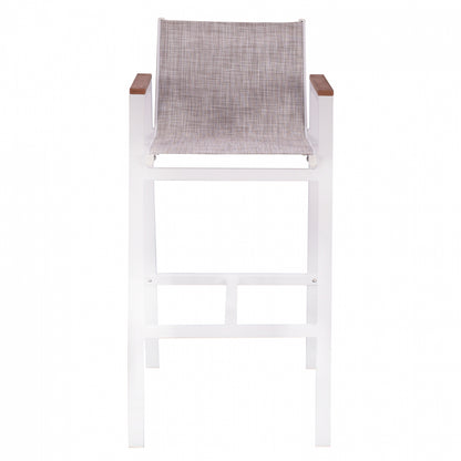 ALUMINUM BAR STOOL WHITE WITH POLYWOOD 52x58x108 cm. HM5790.01