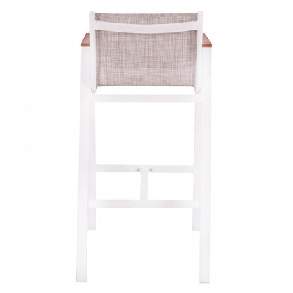 ALUMINUM BAR STOOL WHITE WITH POLYWOOD 52x58x108 cm. HM5790.01