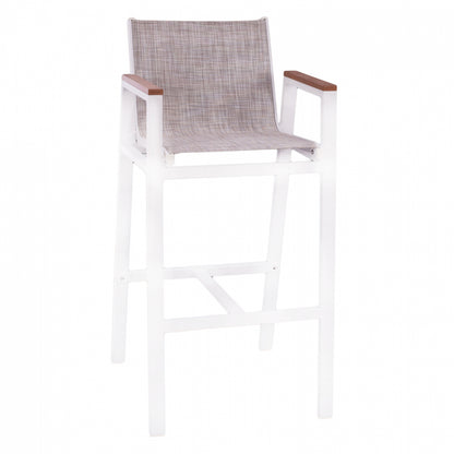 ALUMINUM BAR STOOL WHITE WITH POLYWOOD 52x58x108 cm. HM5790.01 image 1