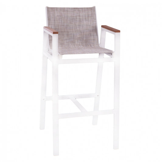 ALUMINUM BAR STOOL WHITE WITH POLYWOOD 52x58x108 cm. HM5790.01 image 1
