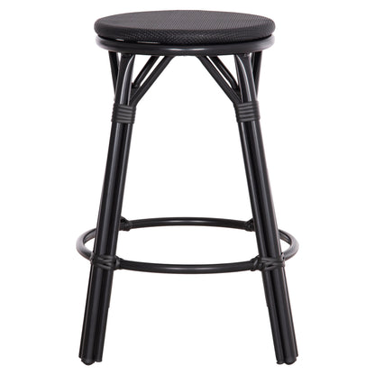 ALUMINUM MEDIUM HEIGHT BAR STOOL CHINO HM6286.02 BAMBOO LOOK & TEXTILENE IN BLACK 43x43x65Hcm.