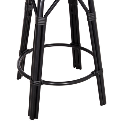 ALUMINUM MEDIUM HEIGHT BAR STOOL CHINO HM6286.02 BAMBOO LOOK & TEXTILENE IN BLACK 43x43x65Hcm.