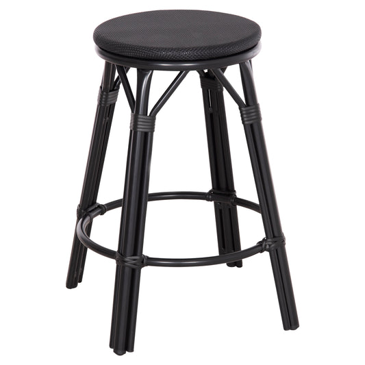 ALUMINUM MEDIUM HEIGHT BAR STOOL CHINO HM6286.02 BAMBOO LOOK & TEXTILENE IN BLACK 43x43x65Hcm. image 1