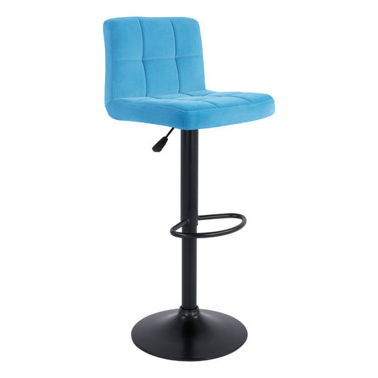 Bar Stool Diana HM202.18 Velvet Turquoise & Black Matte frame 44x40x110cm image 1