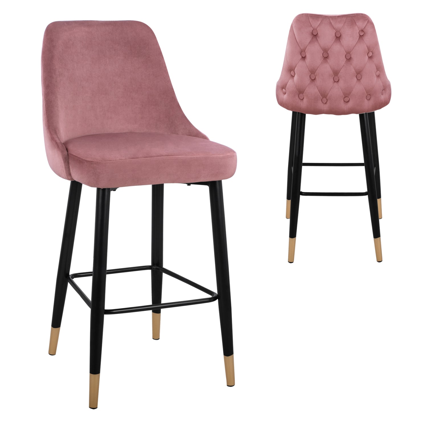 Bar Stool SERENITY HM8519.02 Velvet Rotten Apple with metallic frame 51x57x110cm image 1
