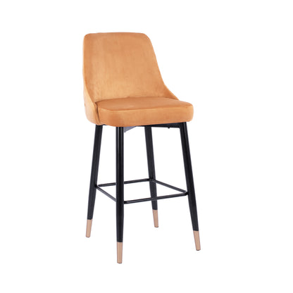Bar Stool SERENITY HM8519.09 Gold Velvet with metallic frame 51Χ58Χ110cm image 1