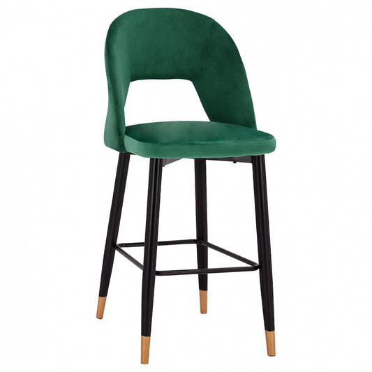Bar Stool Harper HM8526.03 Velvet Cypress Green with metallic frame 50x51x111cm image 1