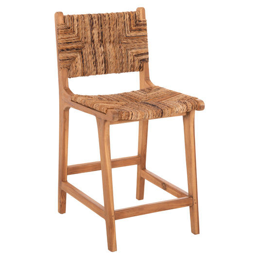 BAR STOOL WALTER HM9842 TEAK WOOD IN NATURAL-RUSH MATT 46x55x96Hcm. image 1