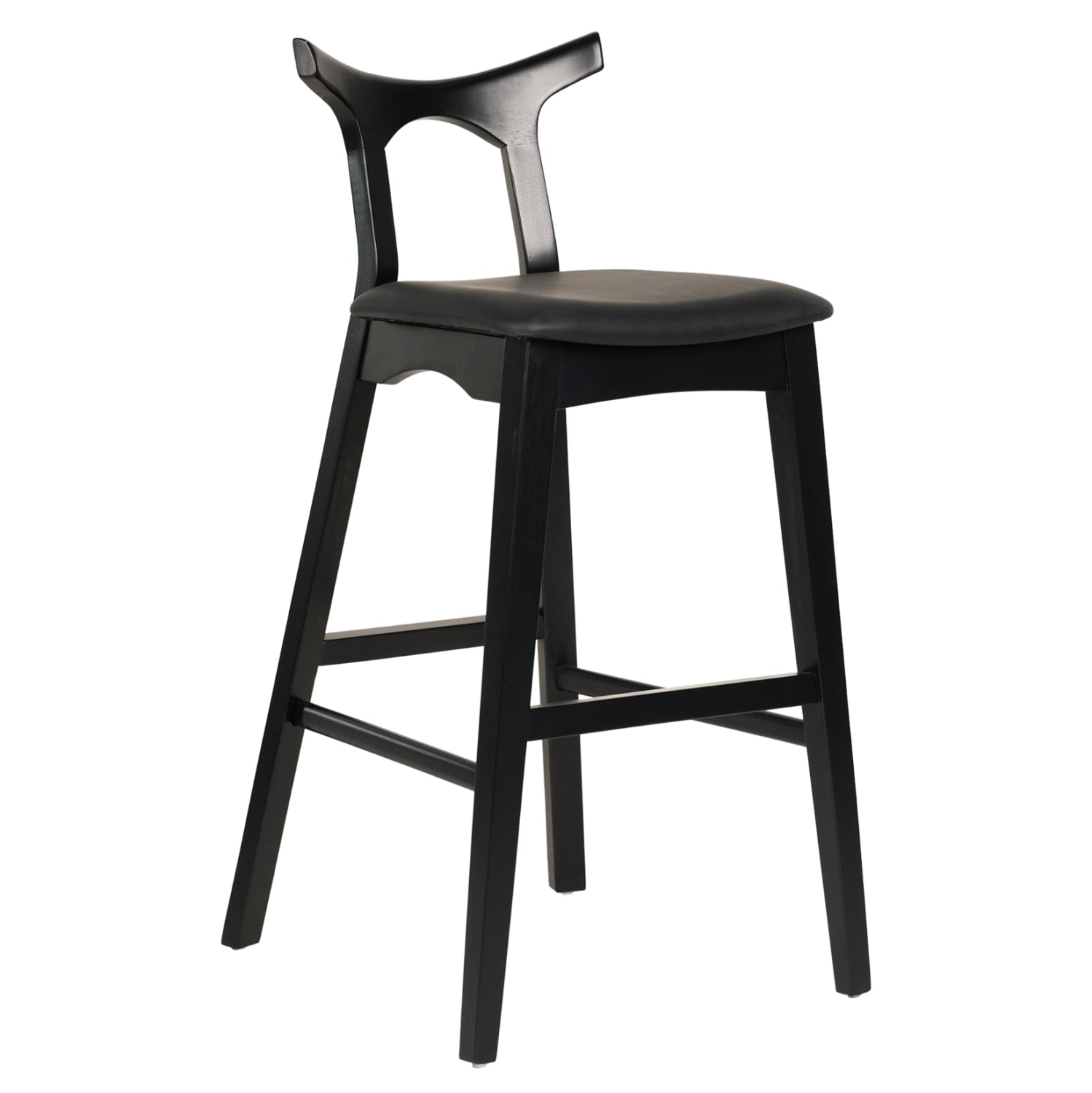 BAR STOOL USOPP HM9951.02 RUBBERWOOD & PU IN BLACK COLOR 49x53x99,5Hcm. image 1