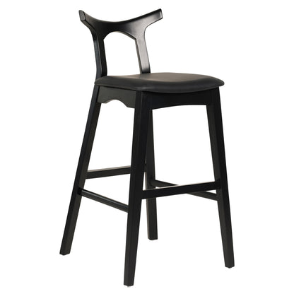 BAR STOOL USOPP HM9951.02 RUBBERWOOD & PU IN BLACK COLOR 49x53x99,5Hcm. image 1