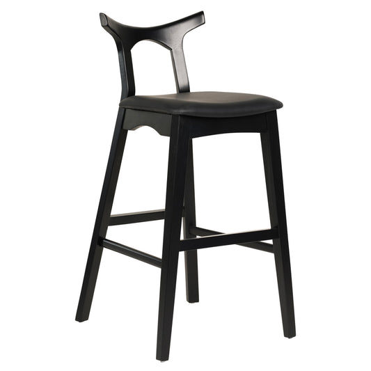 BAR STOOL USOPP HM9951.02 RUBBERWOOD & PU IN BLACK COLOR 49x53x99,5Hcm. image 1