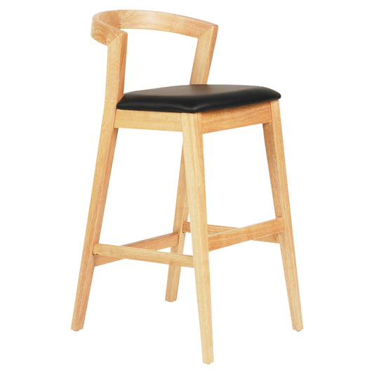 BAR STOOL NAMI HM9952.01 RUBBERWOOD IN OAK-BLACK PU 47,5x59x102,5Hcm. image 1