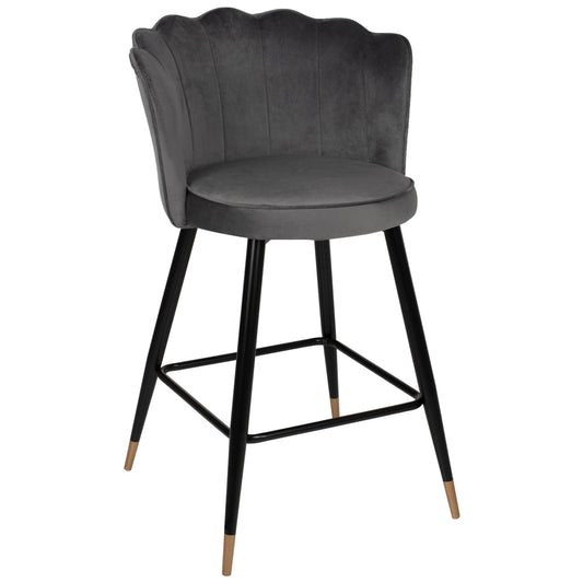 BAR STOOL VESNA HM8736.01 GREY VELVET METAL FRAME IN BLACK 50x50x90Hcm. image 1