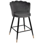 BAR STOOL VESNA HM8736.01 GREY VELVET METAL FRAME IN BLACK 50x50x90Hcm. image 1