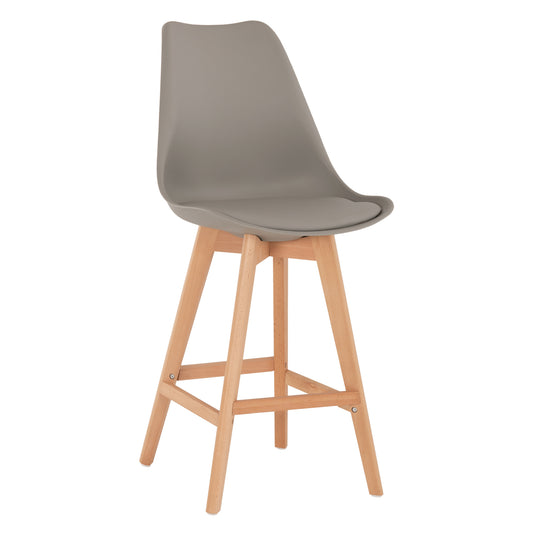 BAR STOOL VEGAS HM8000.30 GREY POLYPROPYLENE- BEECH WOOD IN NATURAL COLOR 47x58x107Hcm. image 1