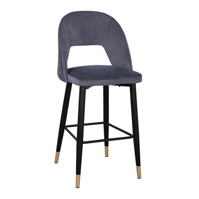 Bar Stool Harper HM8526.01 Velvet Grey with Metallic Frame 50Χ51Χ111cm image 1