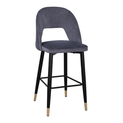 Bar Stool Harper HM8526.01 Velvet Grey with Metallic Frame 50Χ51Χ111cm image 1