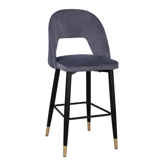 Bar Stool Harper HM8526.01 Velvet Grey with Metallic Frame 50Χ51Χ111cm image 1