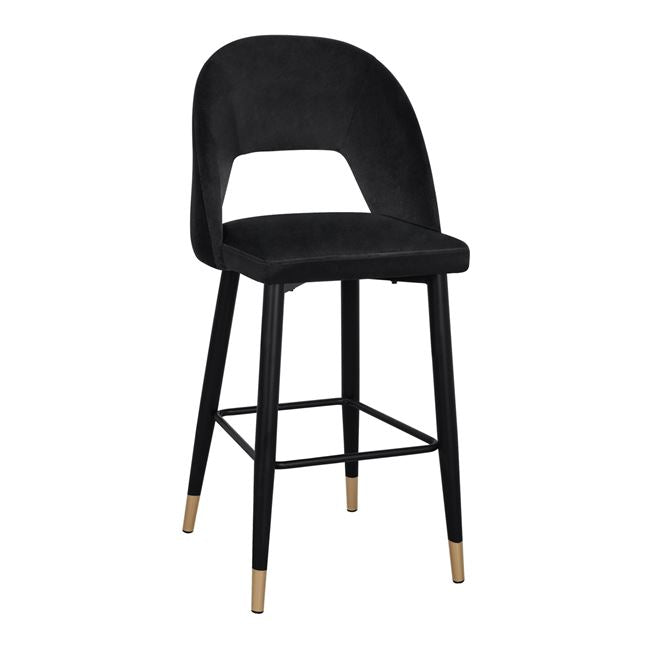 Bar Stool Harper HM8526.04 Velvet Black with metallic frame 50Χ51Χ111cm image 1