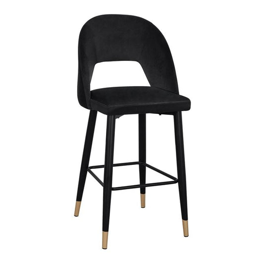 Bar Stool Harper HM8526.04 Velvet Black with metallic frame 50Χ51Χ111cm image 1