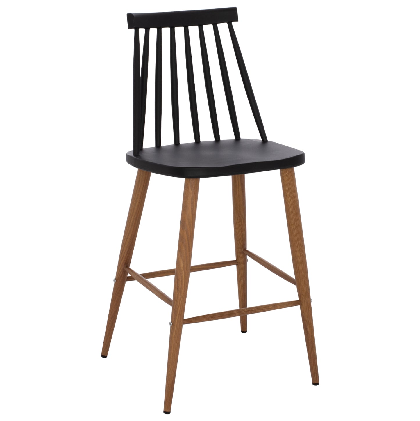 BAR STOOL HM9300.02 BLACK NATURAL 43x45x97Η image 1