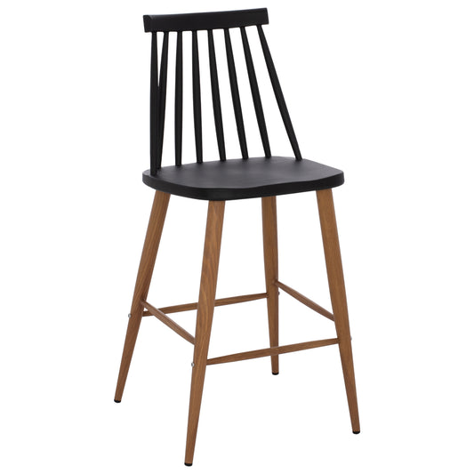 BAR STOOL HM9300.02 BLACK NATURAL 43x45x97Η image 1