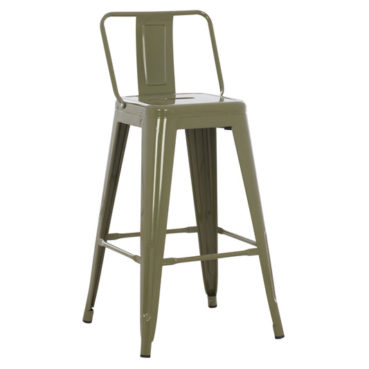 BAR STOOL MEDIUM HEIGHT MELITA-PRO HM8574.43 METAL IN DARK OLIVE GREEN 43x43x88Hcm. image 1