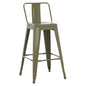 BAR STOOL MEDIUM HEIGHT MELITA-PRO HM8574.43 METAL IN DARK OLIVE GREEN 43x43x88Hcm. image 1