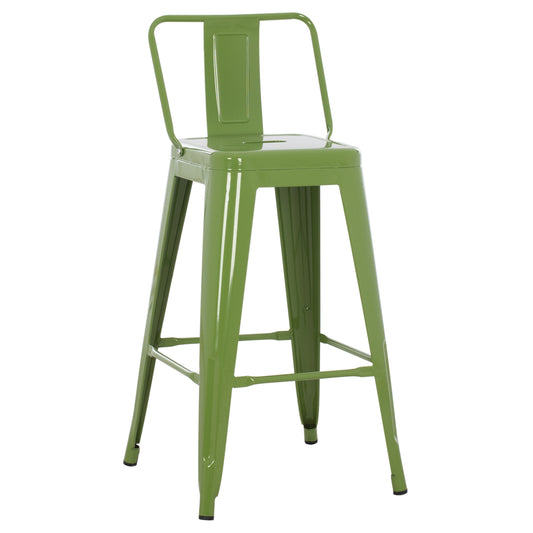 BAR STOOL MEDIUM HEIGHT MELITA-PRO HM8574.53 METAL IN LIGHT OLIVE GREEN 43x43x88Hcm. image 1